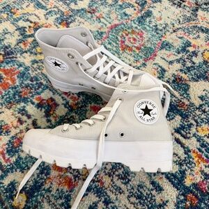Converse all star light gray high top lugged heel sneakers
